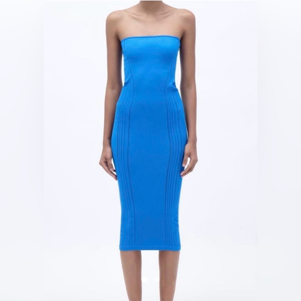 NWT Zara Royal Blue Ribbed Dress. Fashion Bloggers’ favorite sold-out style